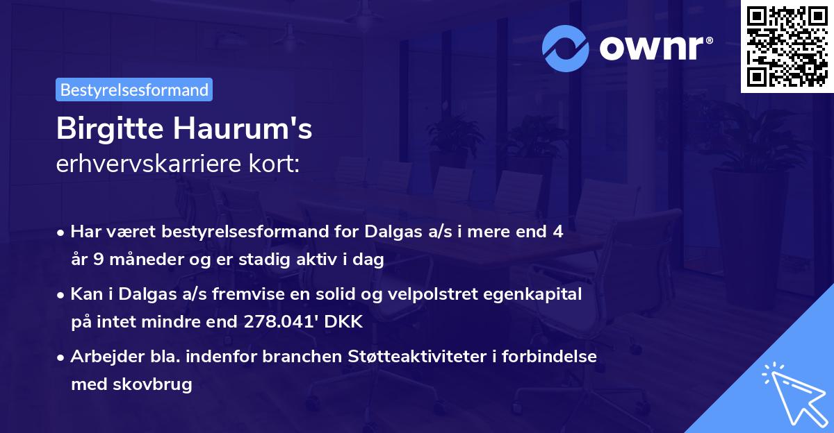 Birgitte Haurum's erhvervskarriere kort