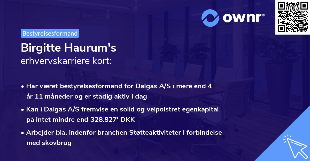 Birgitte Haurum's erhvervskarriere kort