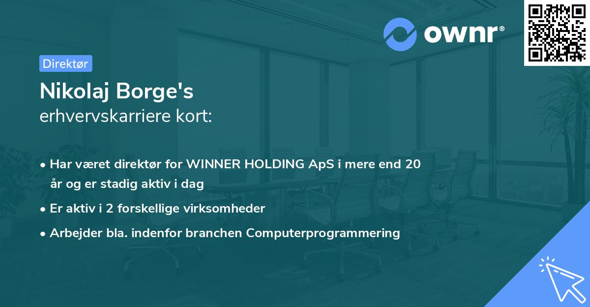 Nikolaj Borge's erhvervskarriere kort