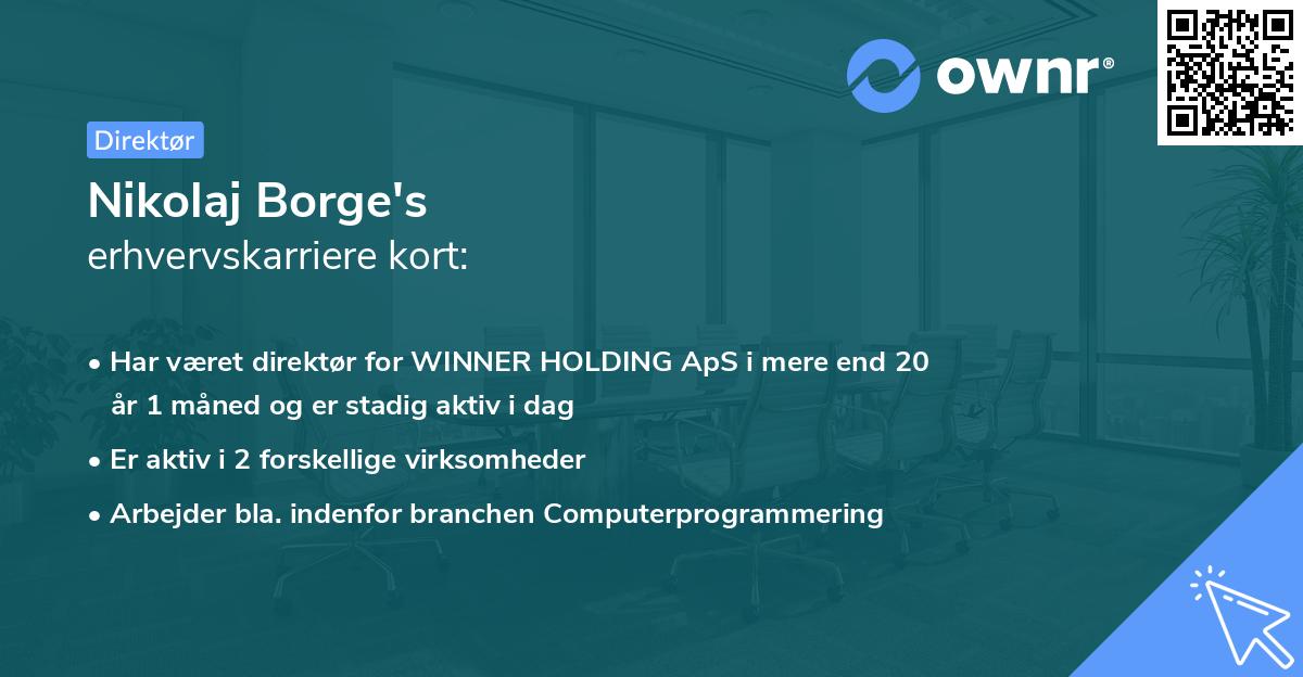 Nikolaj Borge's erhvervskarriere kort