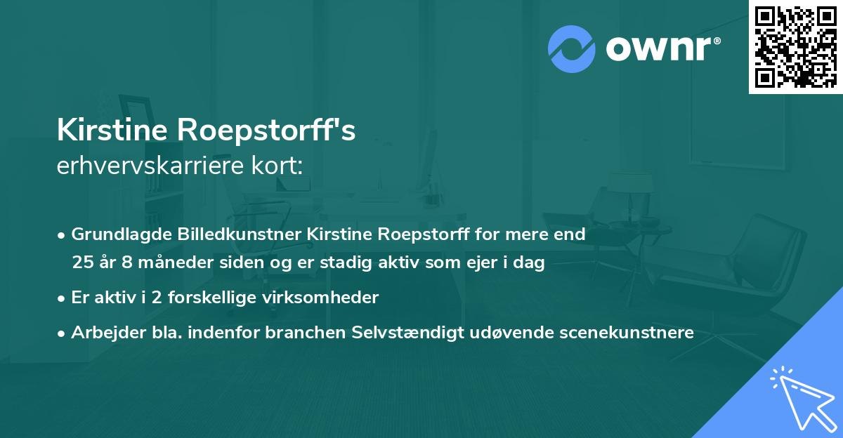 Kirstine Roepstorff's erhvervskarriere kort