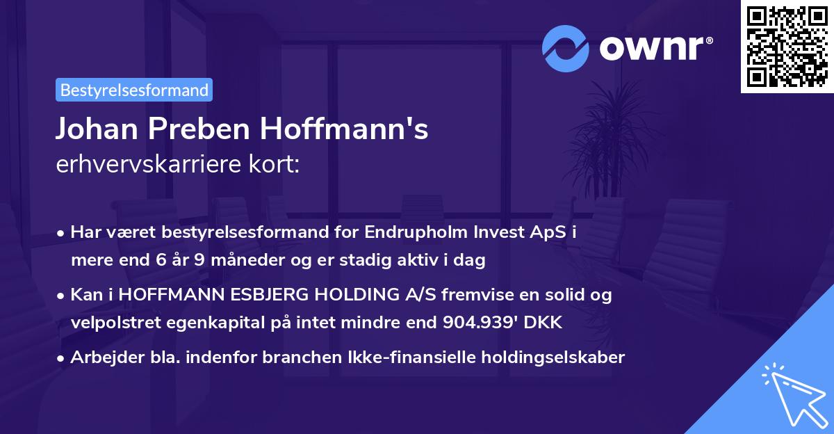 Johan Preben Hoffmann's erhvervskarriere kort