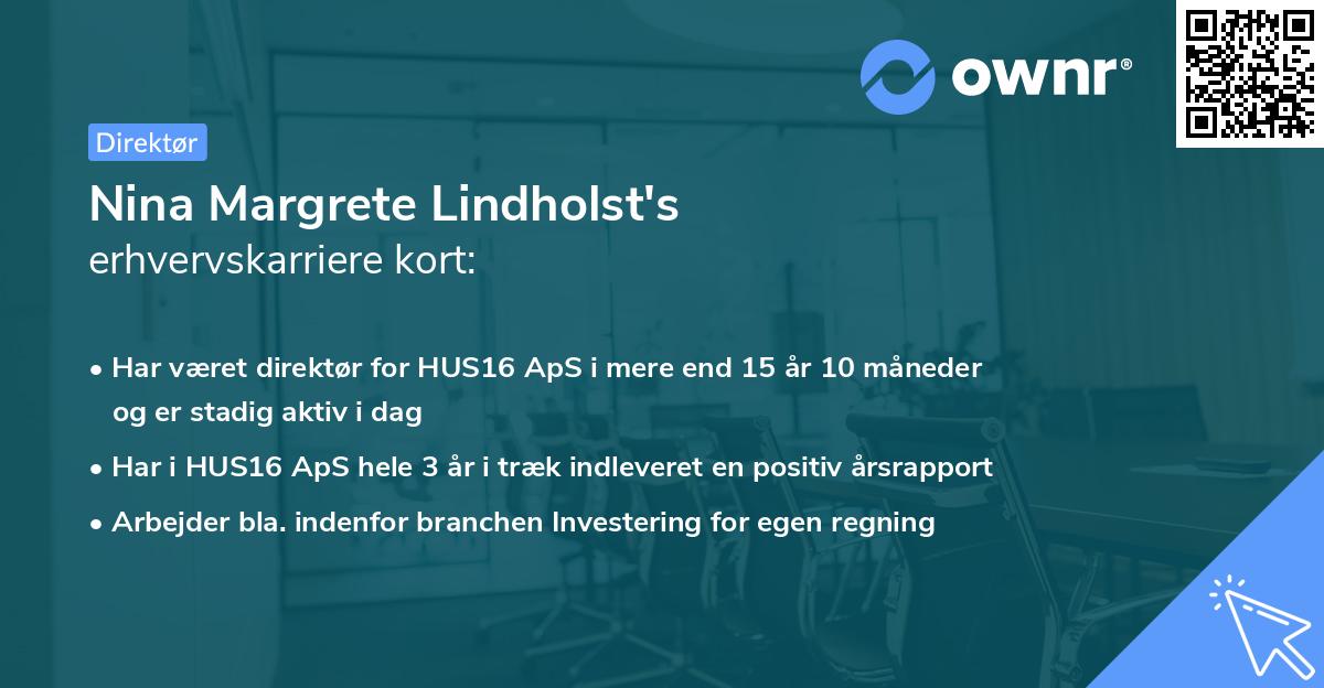 Nina Margrete Lindholst's erhvervskarriere kort