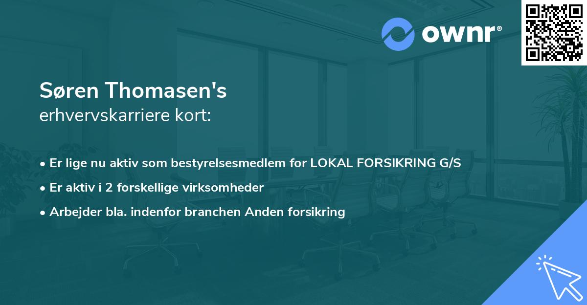 Søren Thomasen's erhvervskarriere kort
