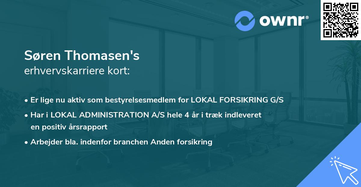 Søren Thomasen's erhvervskarriere kort