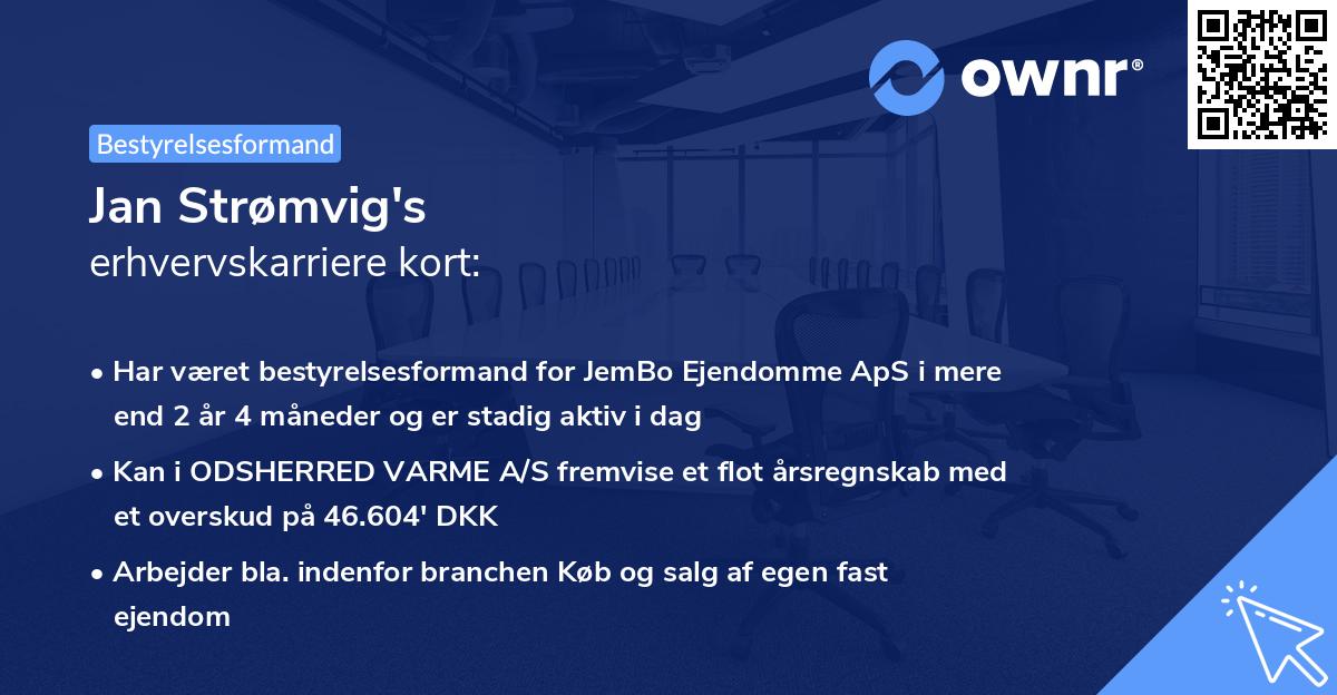 Jan Strømvig's erhvervskarriere kort