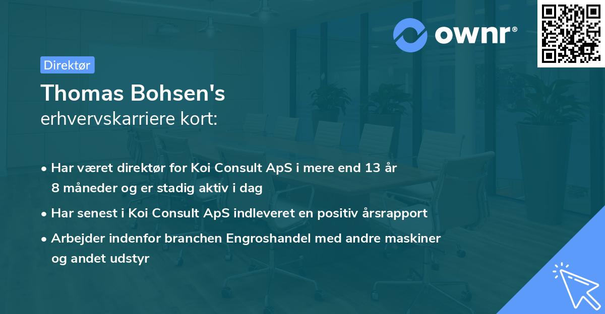 Thomas Bohsen's erhvervskarriere kort