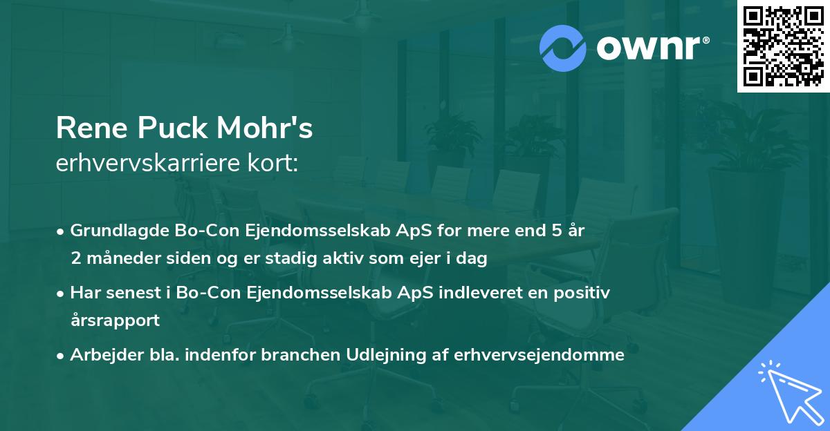 Rene Puck Mohr's erhvervskarriere kort