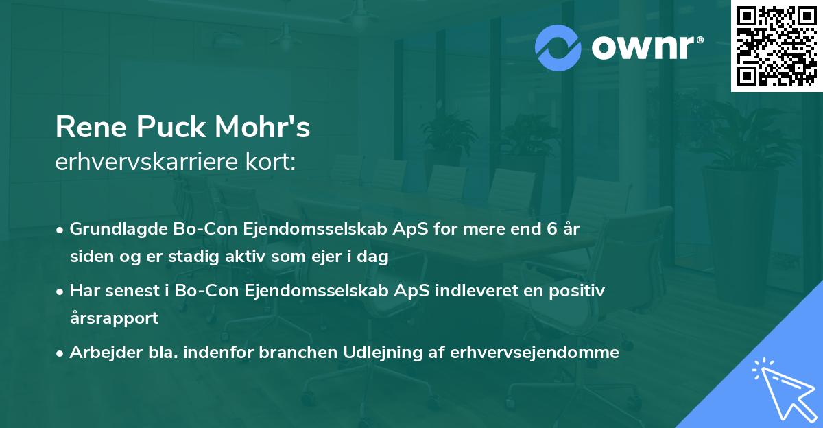 Rene Puck Mohr's erhvervskarriere kort