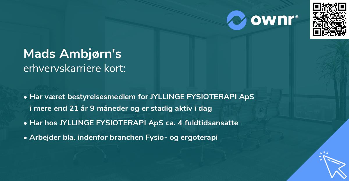 Mads Ambjørn's erhvervskarriere kort