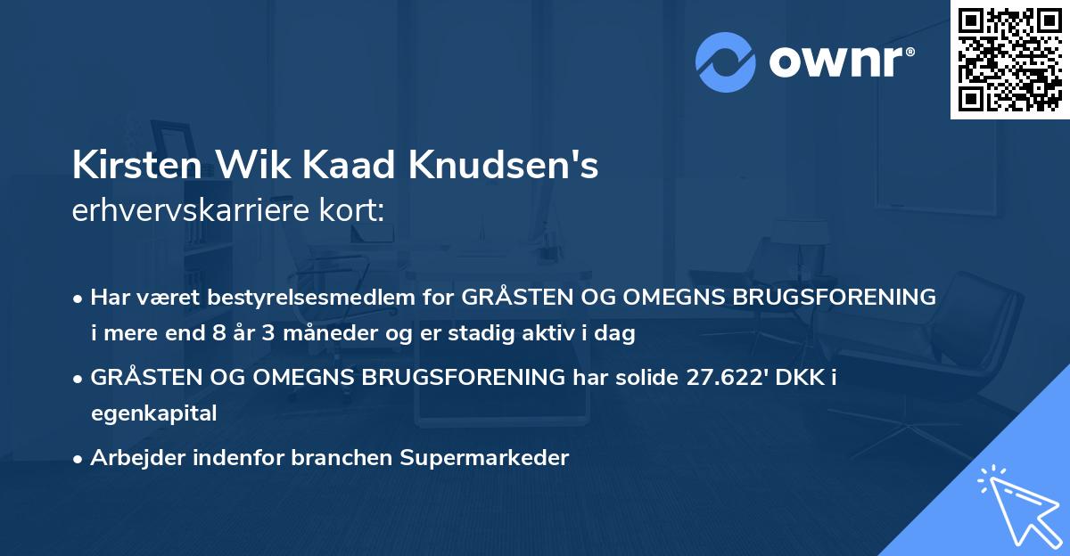 Kirsten Wik Kaad Knudsen's erhvervskarriere kort