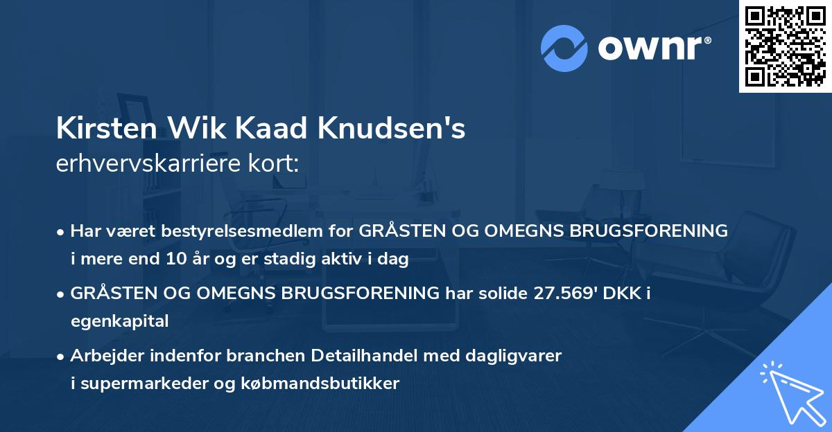 Kirsten Wik Kaad Knudsen's erhvervskarriere kort