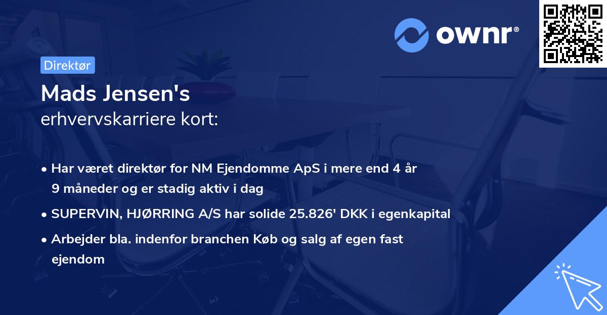 Mads Jensen's erhvervskarriere kort