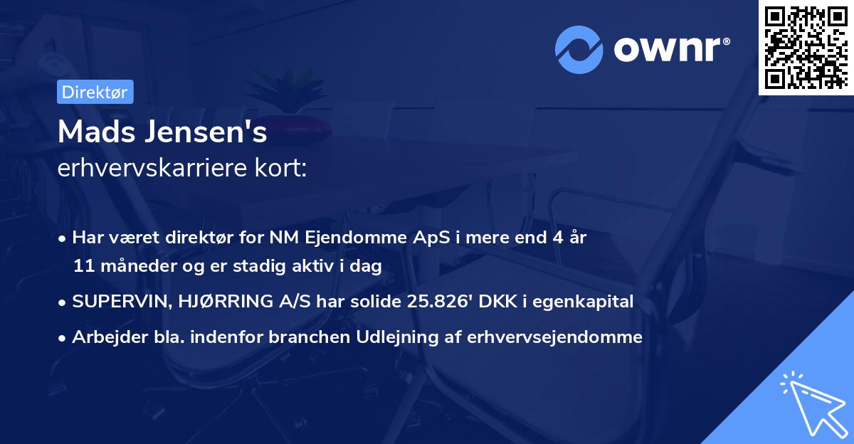 Mads Jensen's erhvervskarriere kort