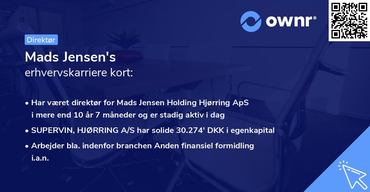 Mads Jensen's erhvervskarriere kort