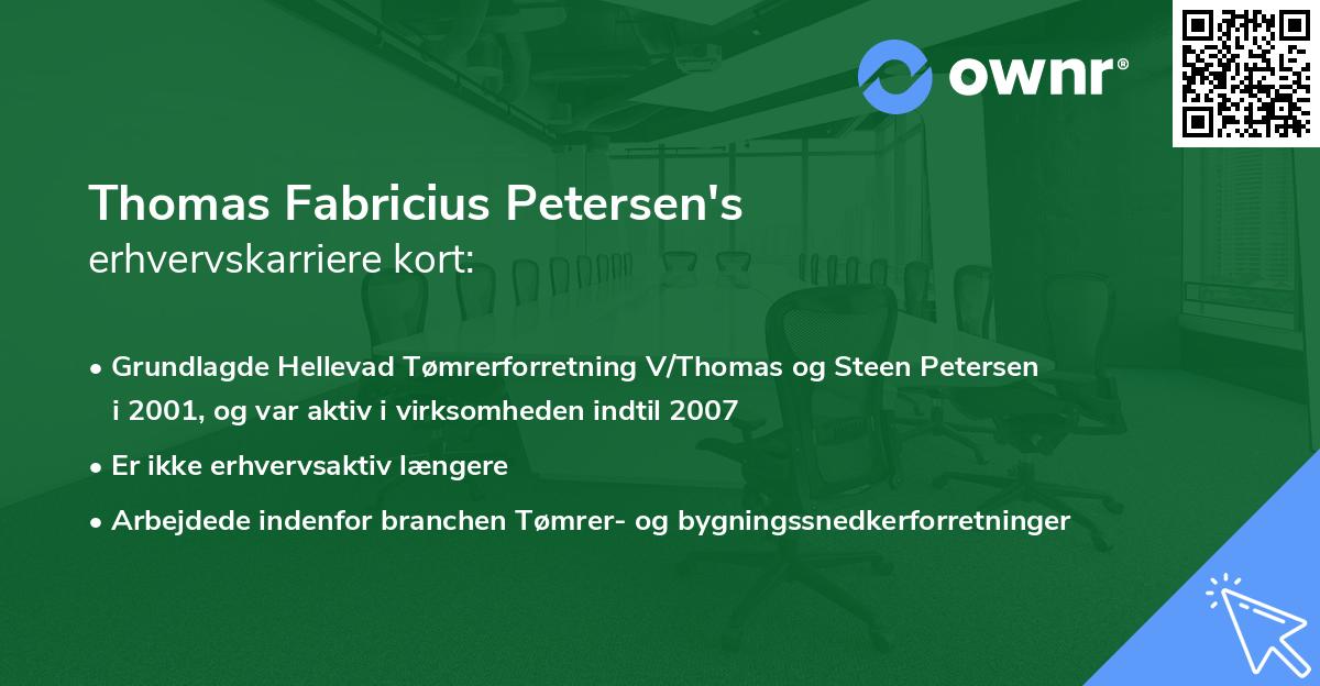 Thomas Fabricius Petersen's erhvervskarriere kort