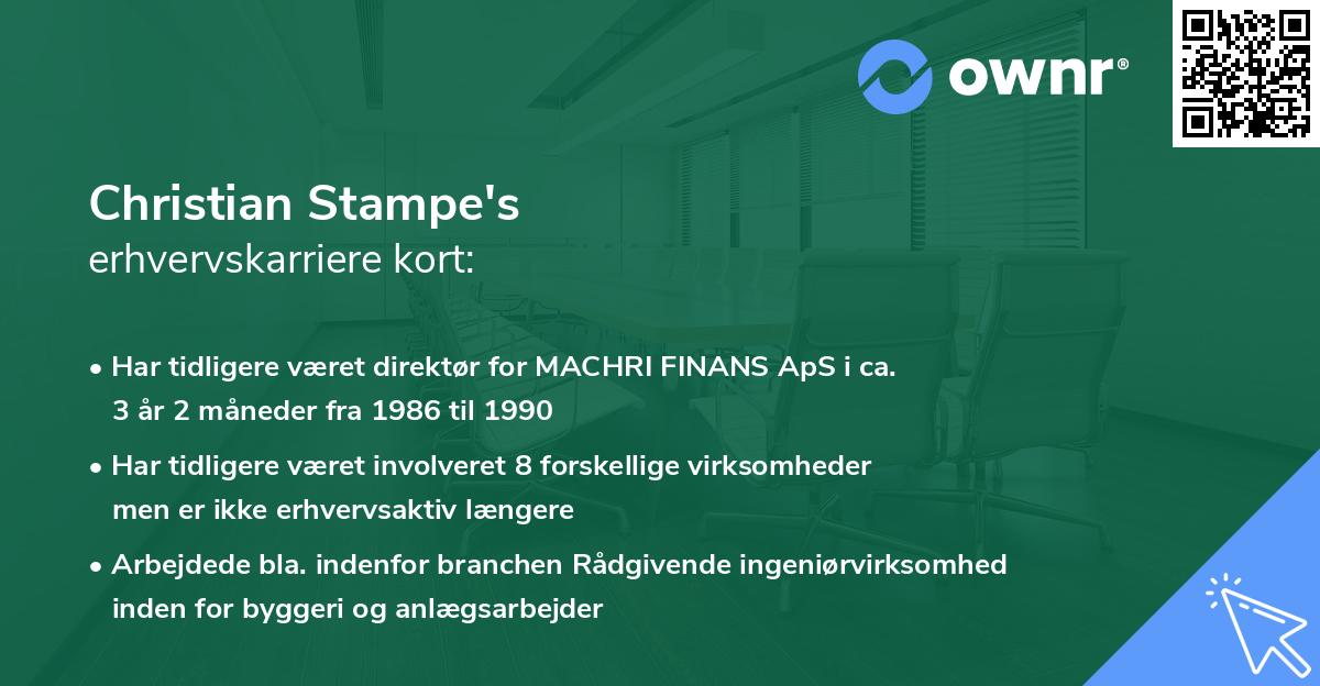 Christian Stampe's erhvervskarriere kort