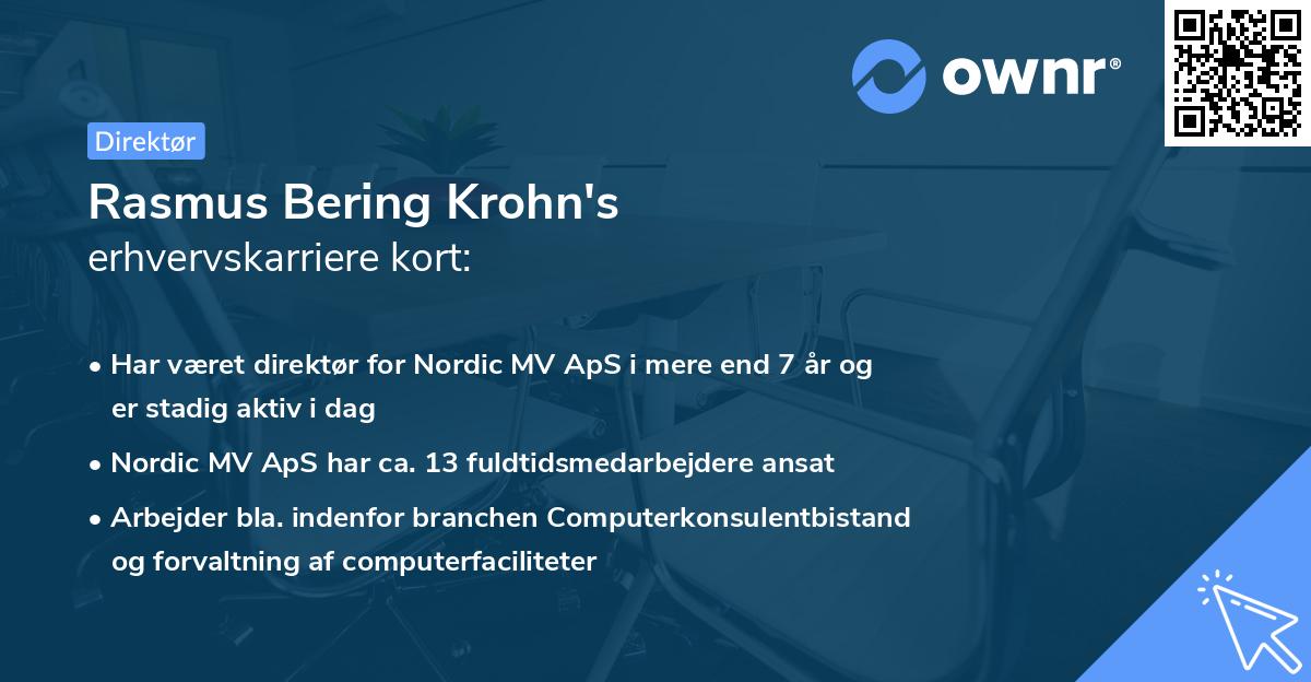 Rasmus Bering Krohn's erhvervskarriere kort