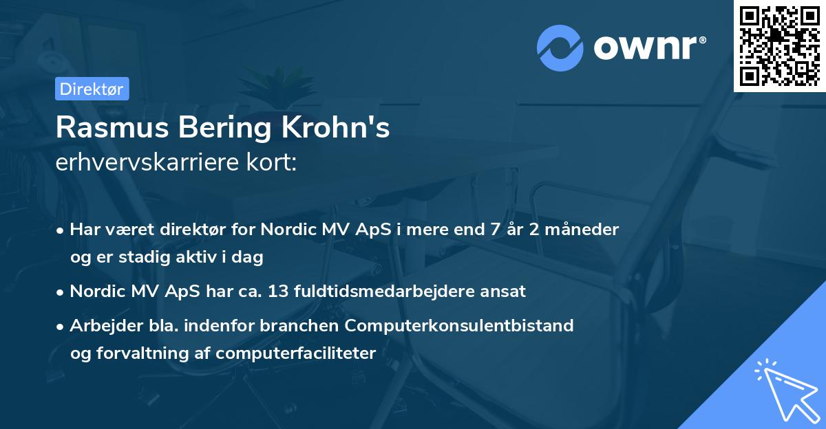Rasmus Bering Krohn's erhvervskarriere kort