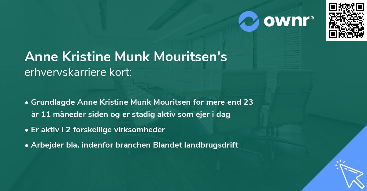 Anne Kristine Munk Mouritsen's erhvervskarriere kort