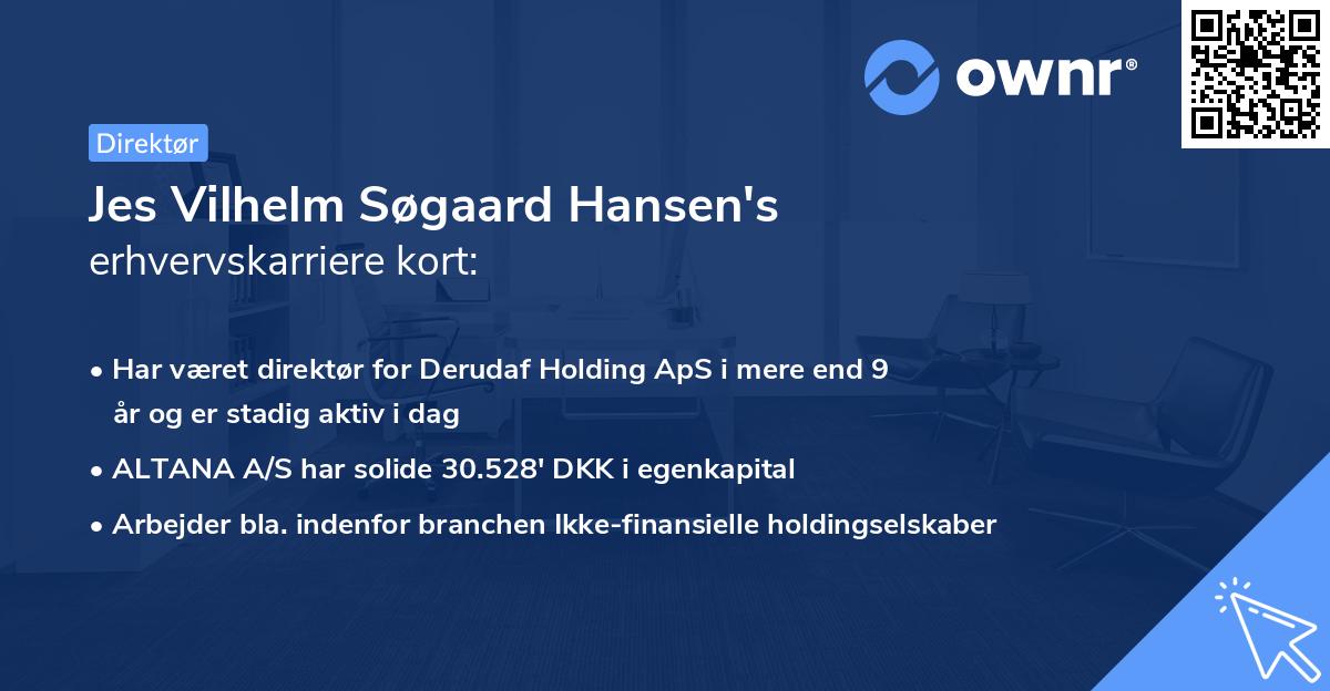 Jes Vilhelm Søgaard Hansen's erhvervskarriere kort