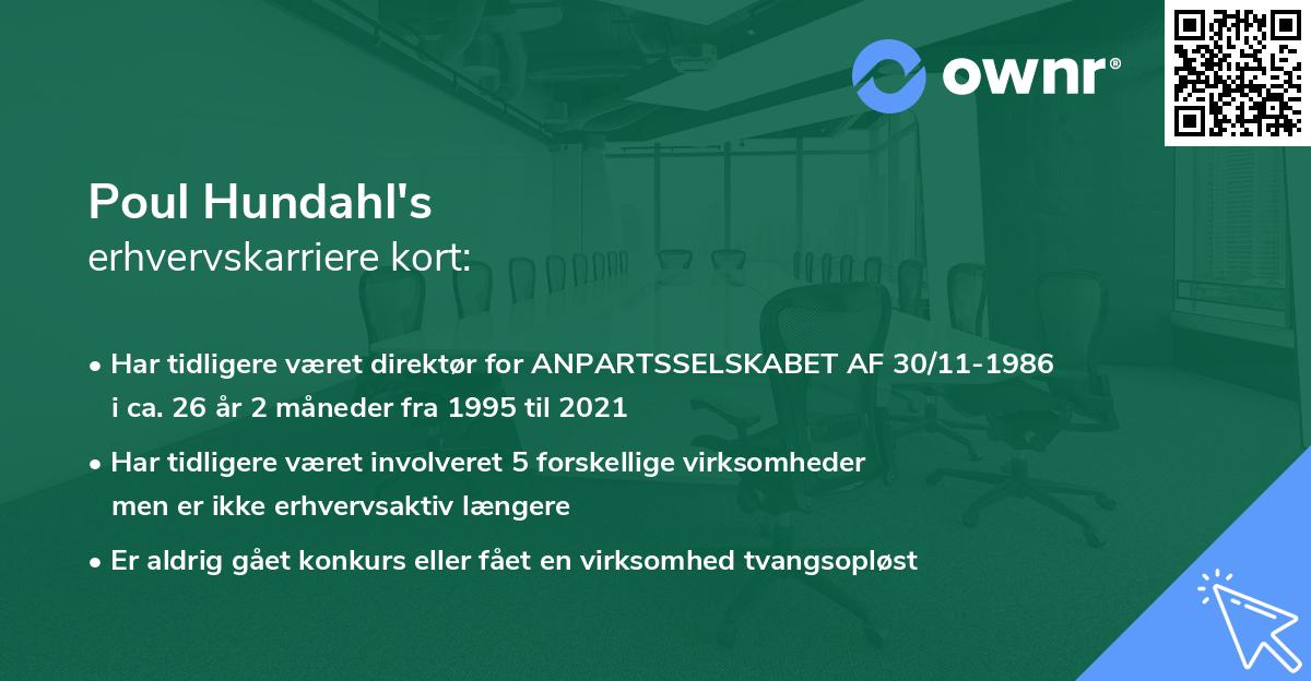 Poul Hundahl's erhvervskarriere kort