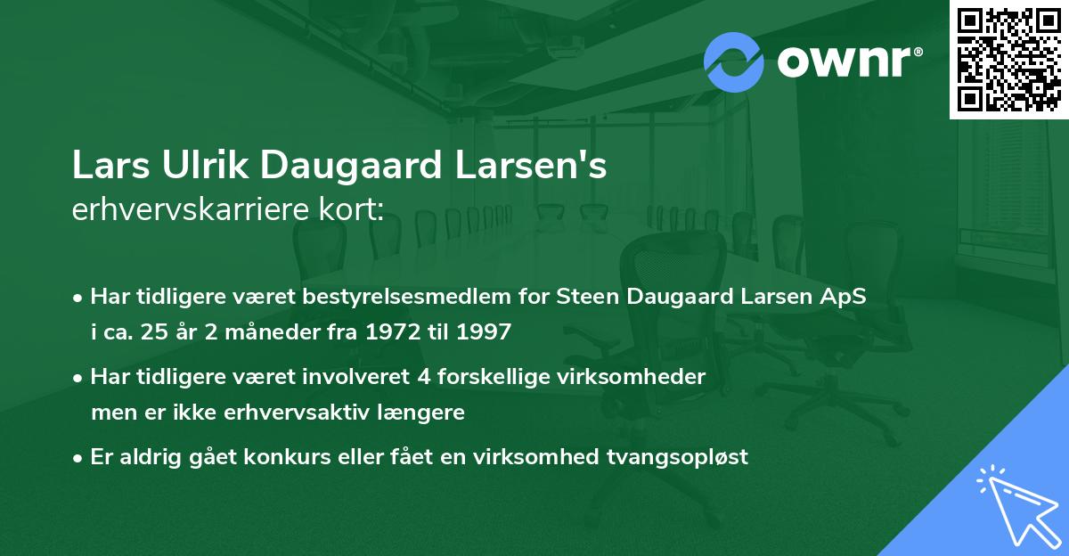 Lars Ulrik Daugaard Larsen's erhvervskarriere kort