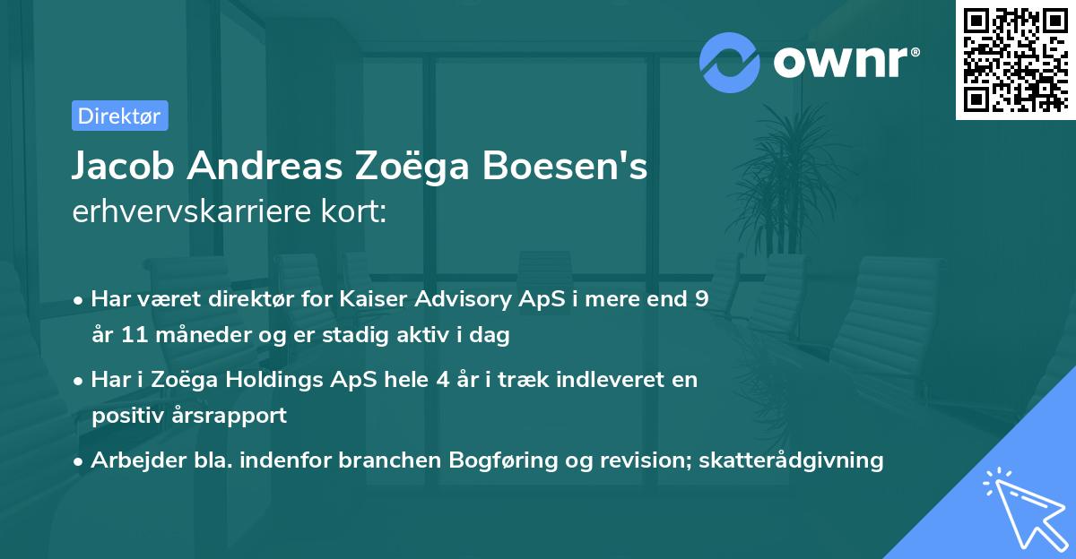 Jacob Andreas Zoëga Boesen's erhvervskarriere kort