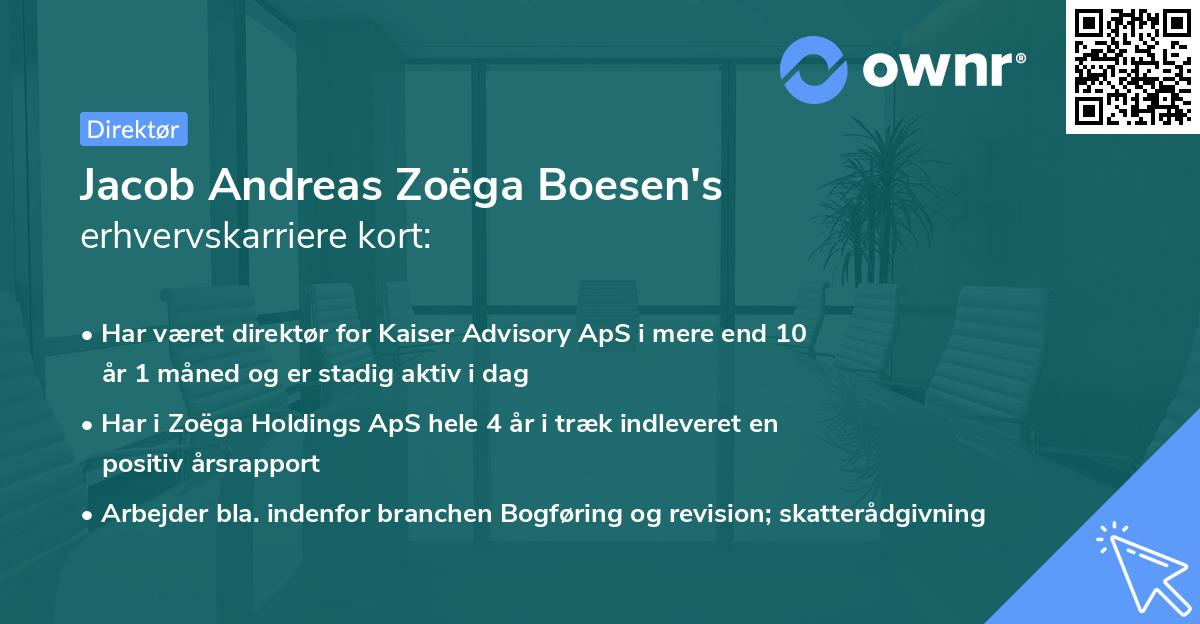 Jacob Andreas Zoëga Boesen's erhvervskarriere kort