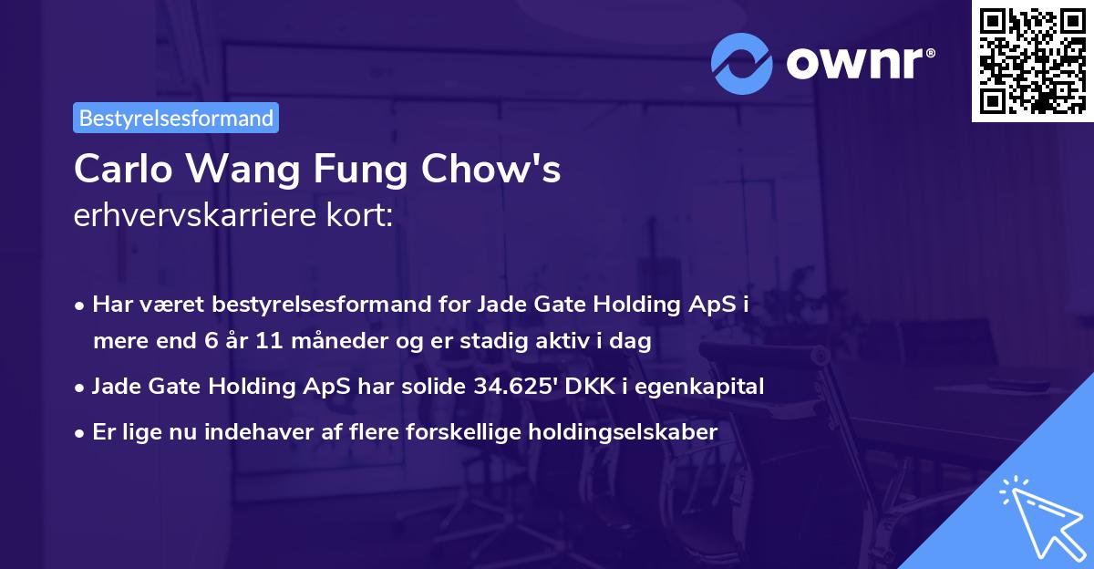 Carlo Wang Fung Chow's erhvervskarriere kort