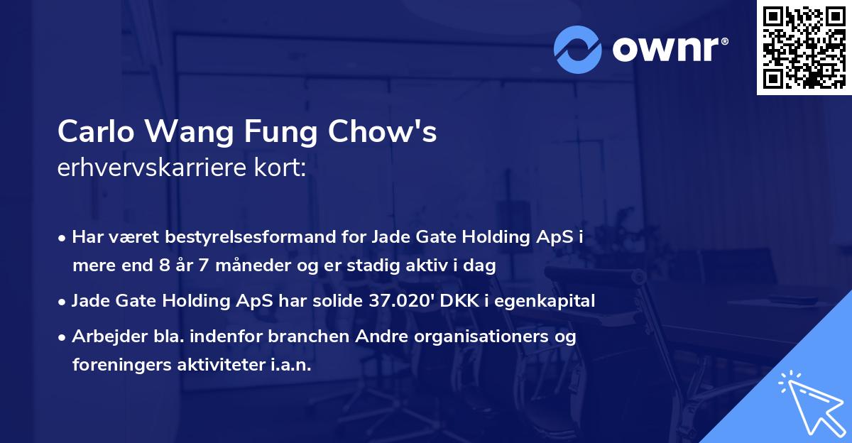 Carlo Wang Fung Chow's erhvervskarriere kort
