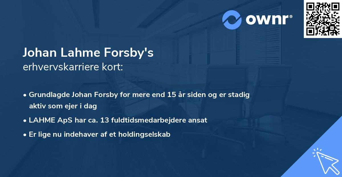 Johan Lahme Forsby's erhvervskarriere kort