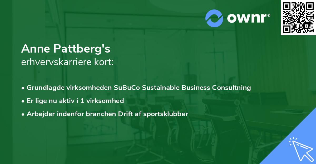 Anne Pattberg's erhvervskarriere kort
