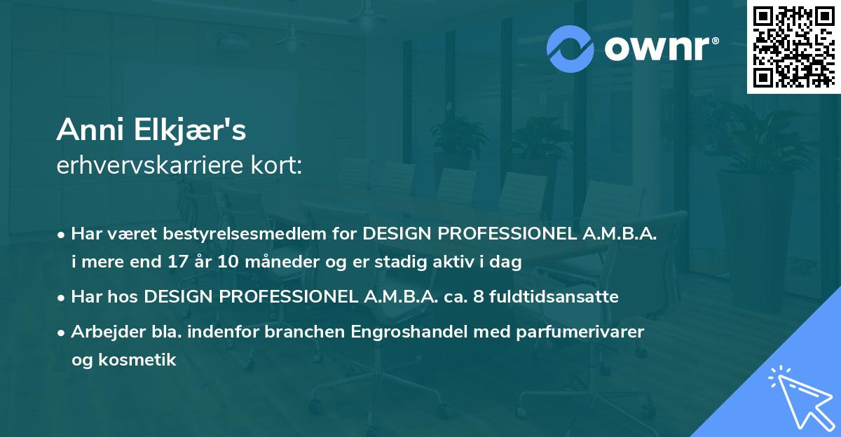 Anni Elkjær's erhvervskarriere kort