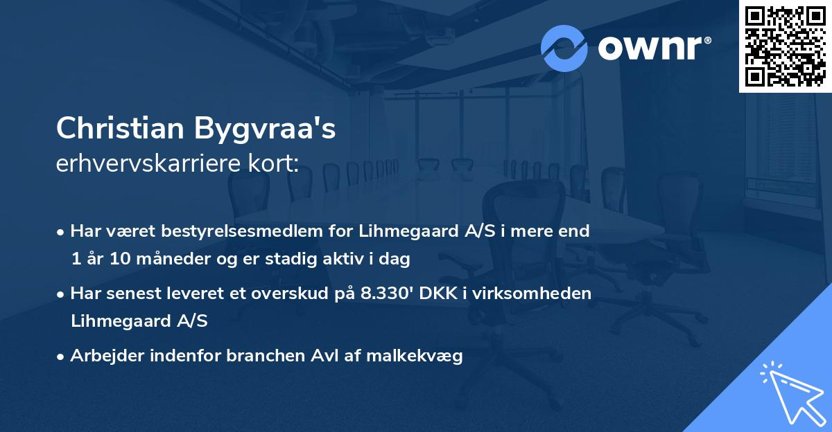 Christian Bygvraa's erhvervskarriere kort