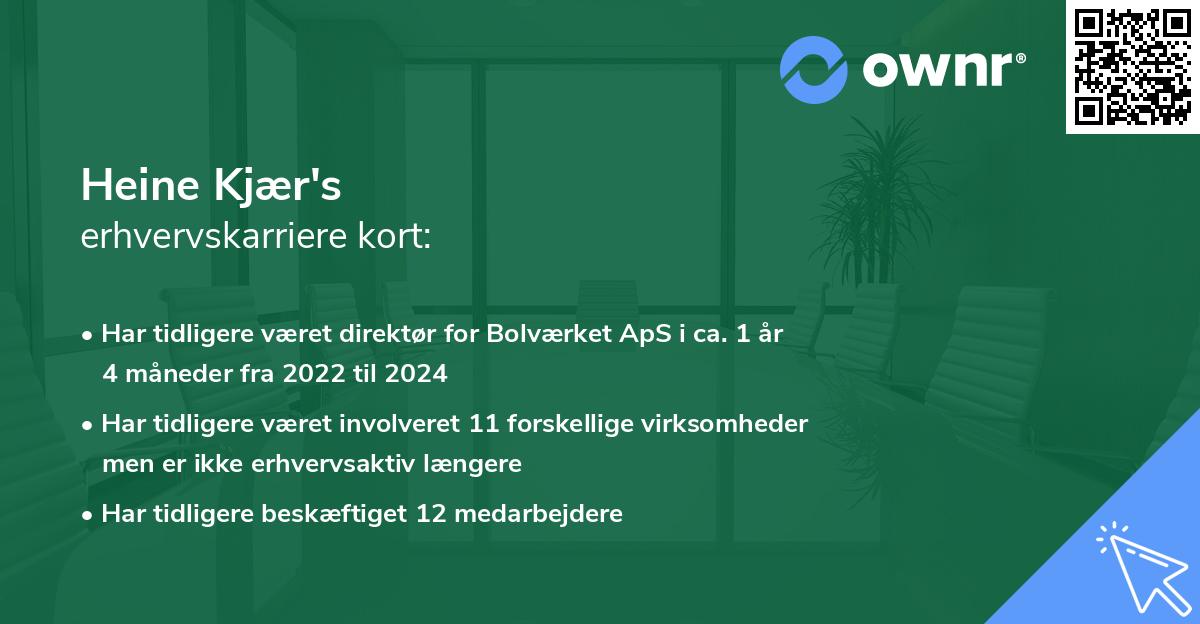 Heine Kjær's erhvervskarriere kort