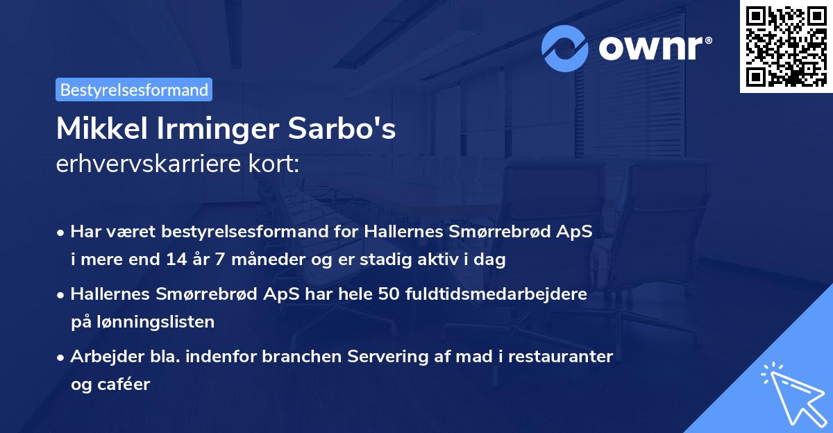 Mikkel Irminger Sarbo's erhvervskarriere kort