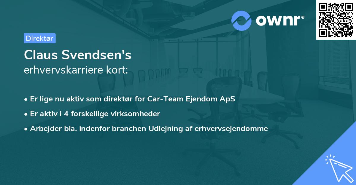 Claus Svendsen's erhvervskarriere kort
