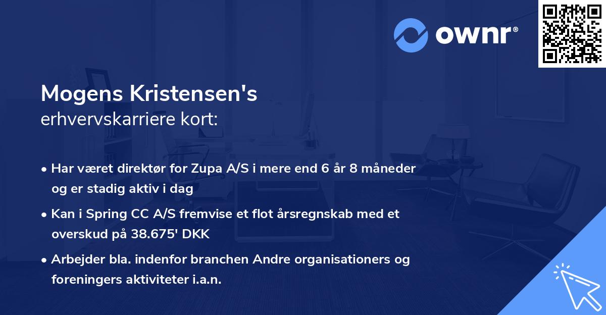 Mogens Kristensen's erhvervskarriere kort