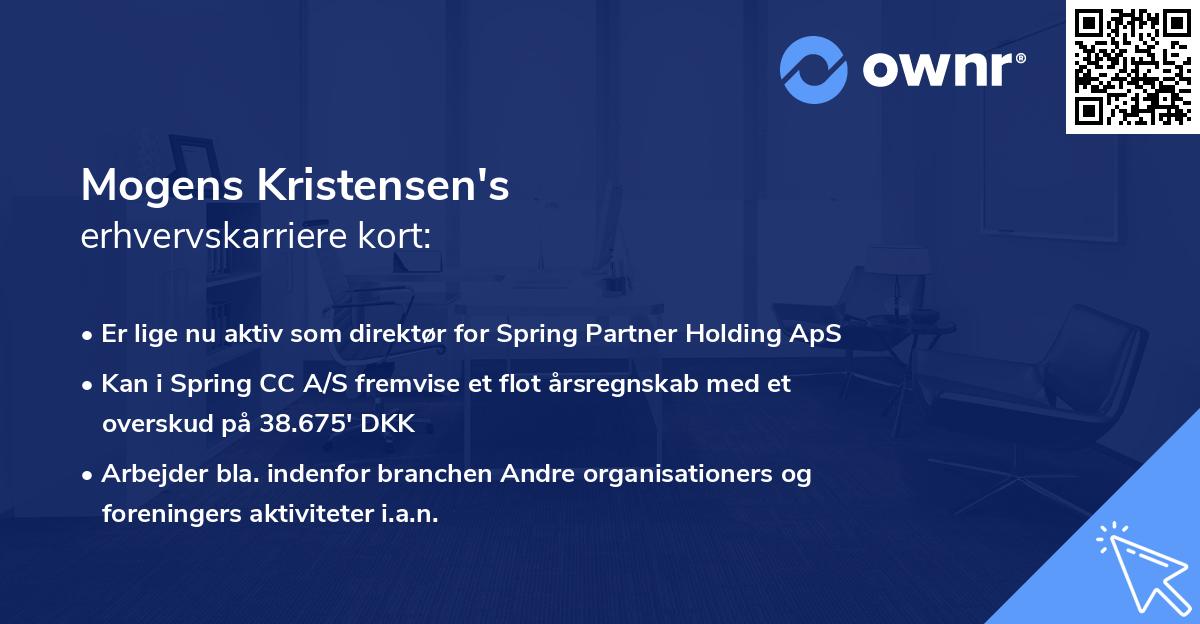 Mogens Kristensen's erhvervskarriere kort