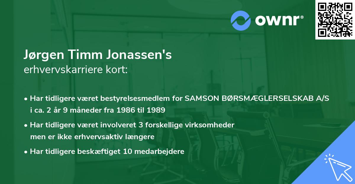 Jørgen Timm Jonassen's erhvervskarriere kort