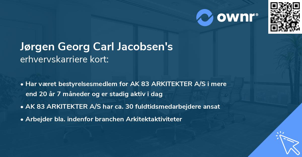 Jørgen Georg Carl Jacobsen's erhvervskarriere kort