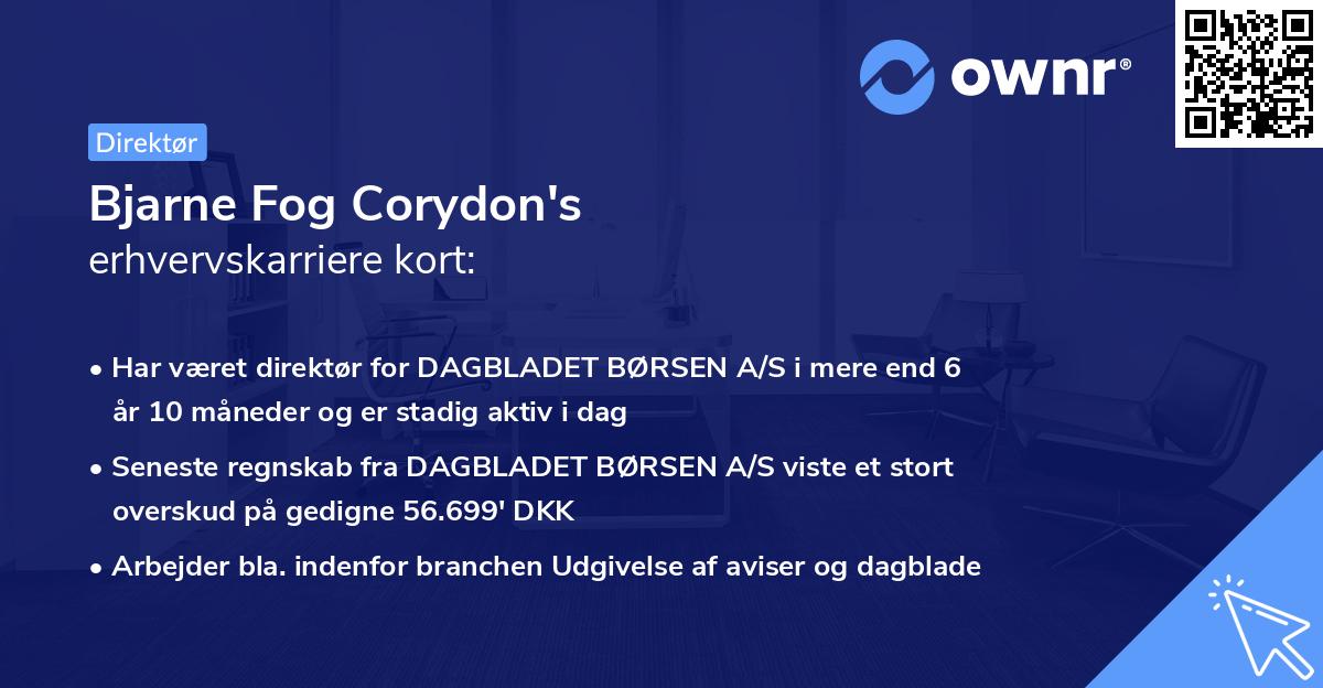 Bjarne Fog Corydon's erhvervskarriere kort