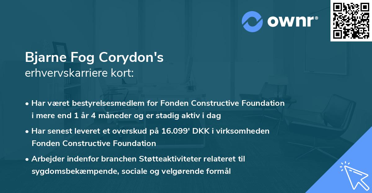 Bjarne Fog Corydon's erhvervskarriere kort