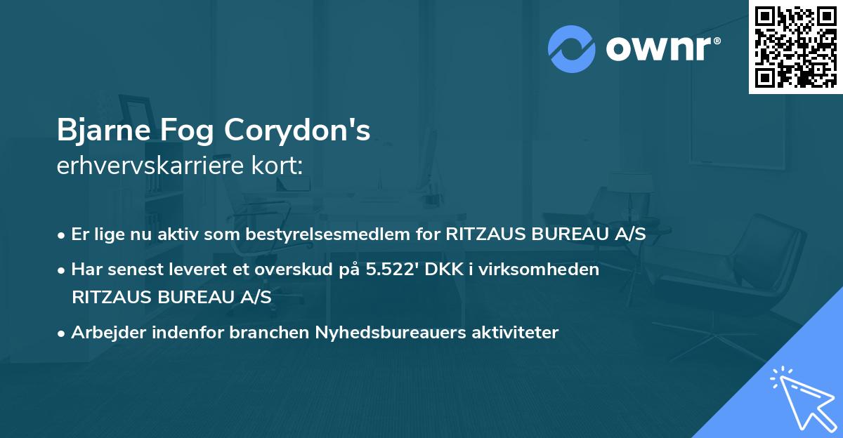 Bjarne Fog Corydon's erhvervskarriere kort