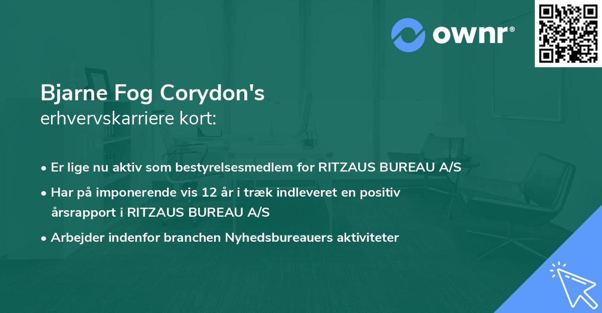 Bjarne Fog Corydon's erhvervskarriere kort