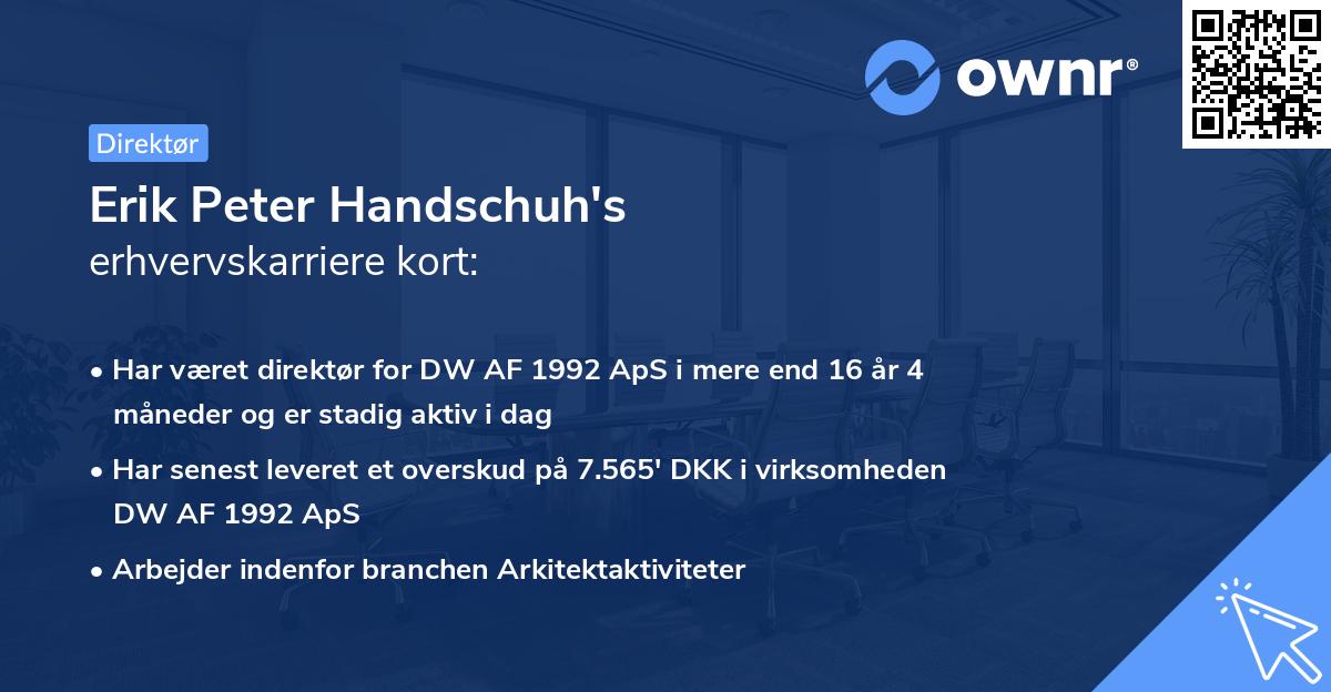 Erik Peter Handschuh's erhvervskarriere kort