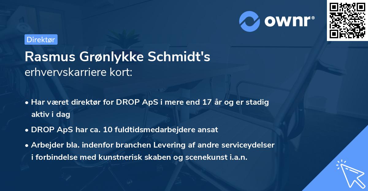 Rasmus Grønlykke Schmidt's erhvervskarriere kort