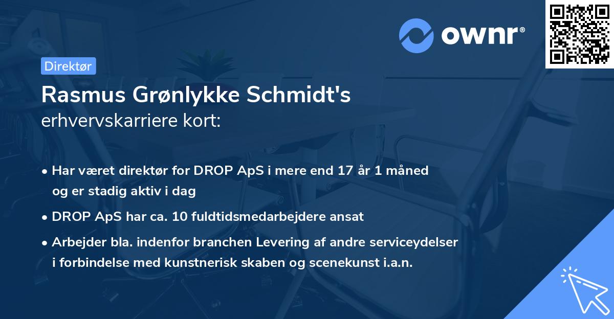 Rasmus Grønlykke Schmidt's erhvervskarriere kort