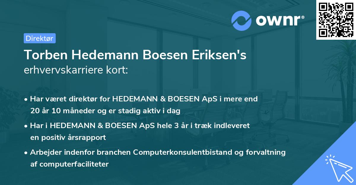 Torben Hedemann Boesen Eriksen's erhvervskarriere kort